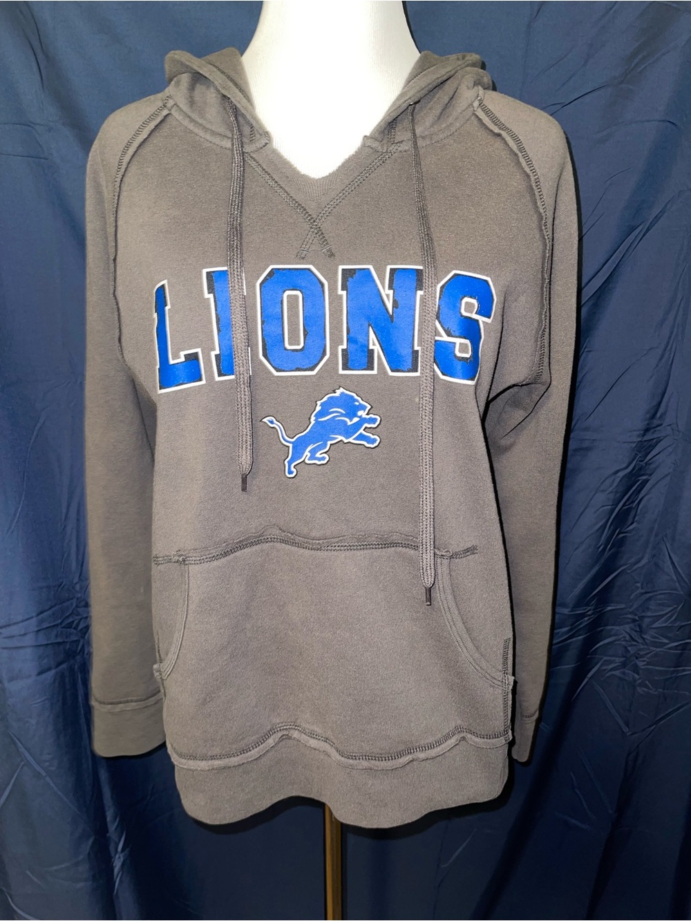 NFL Detroit Lions Gray Hoodie with Blue Logo